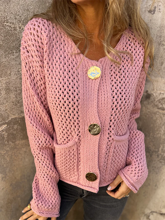 Coin Button Cardigan Sweater