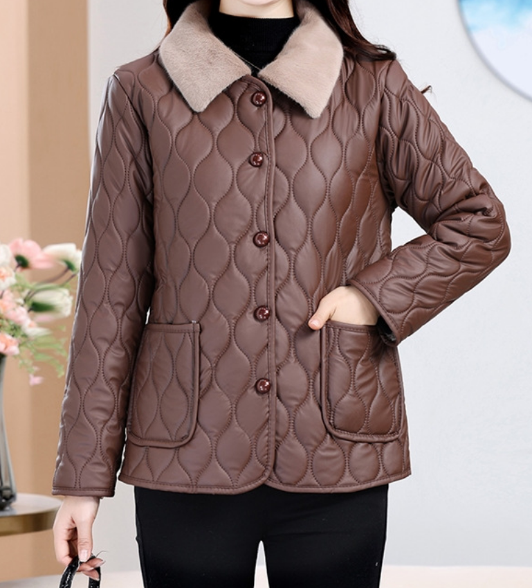 2025 Women's Loose Fit Fleece-Lined Calfskin Jacket