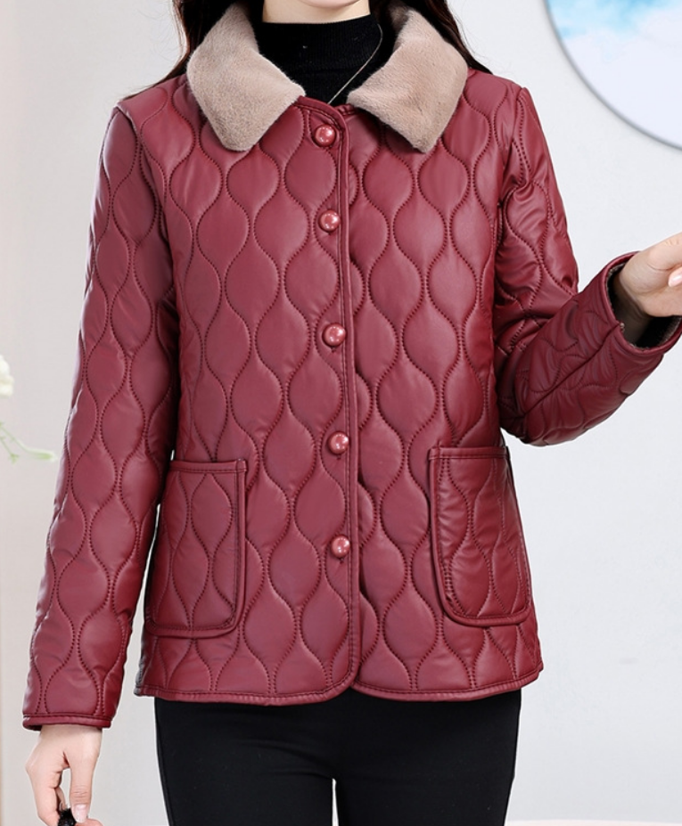 2025 Women's Loose Fit Fleece-Lined Calfskin Jacket