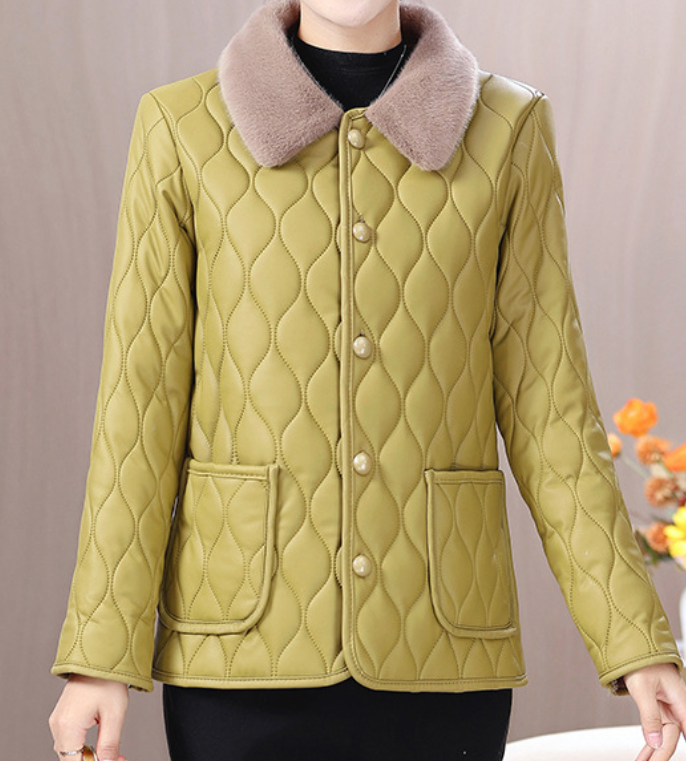 2025 Women's Loose Fit Fleece-Lined Calfskin Jacket