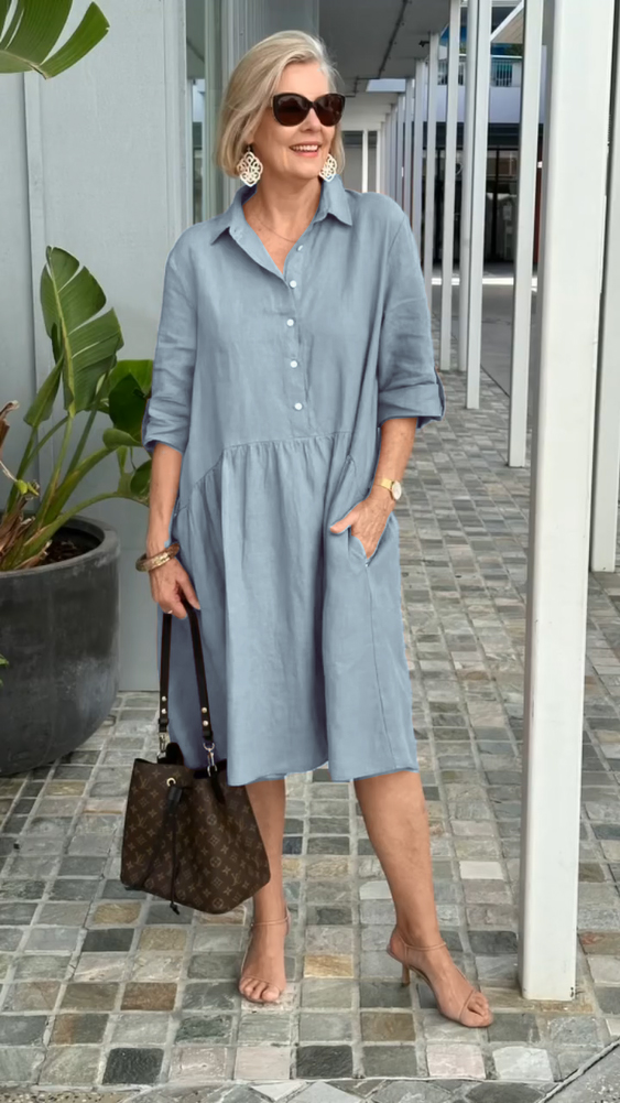Cotton linen casual dress