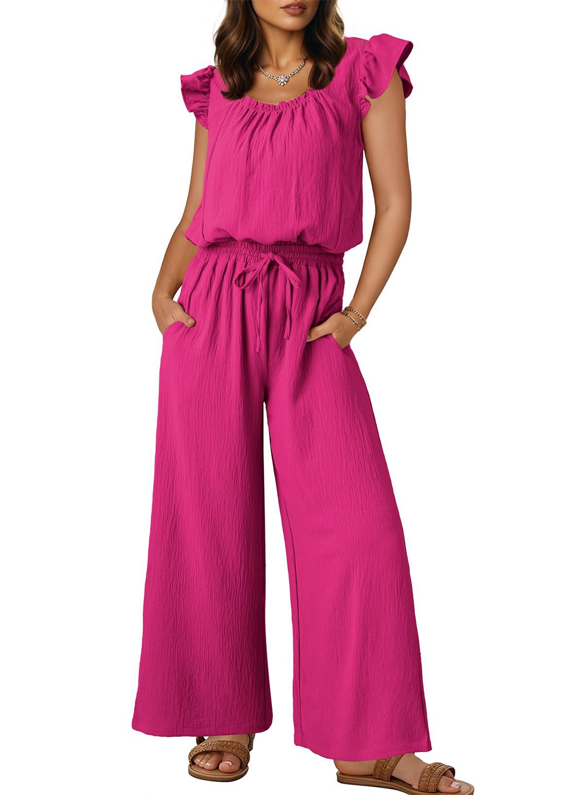 2025 Women's New Summer Short-Sleeved Pleated Wide-Leg pants casual suit