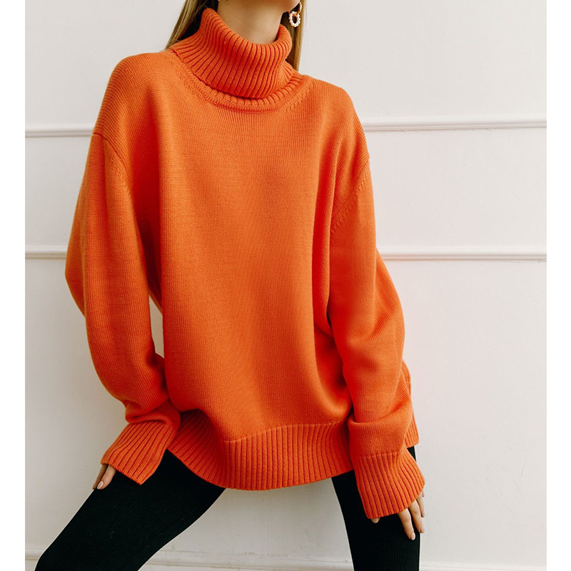 2025 Women Turtleneck Sweater Casual Loose Knitted Jumper