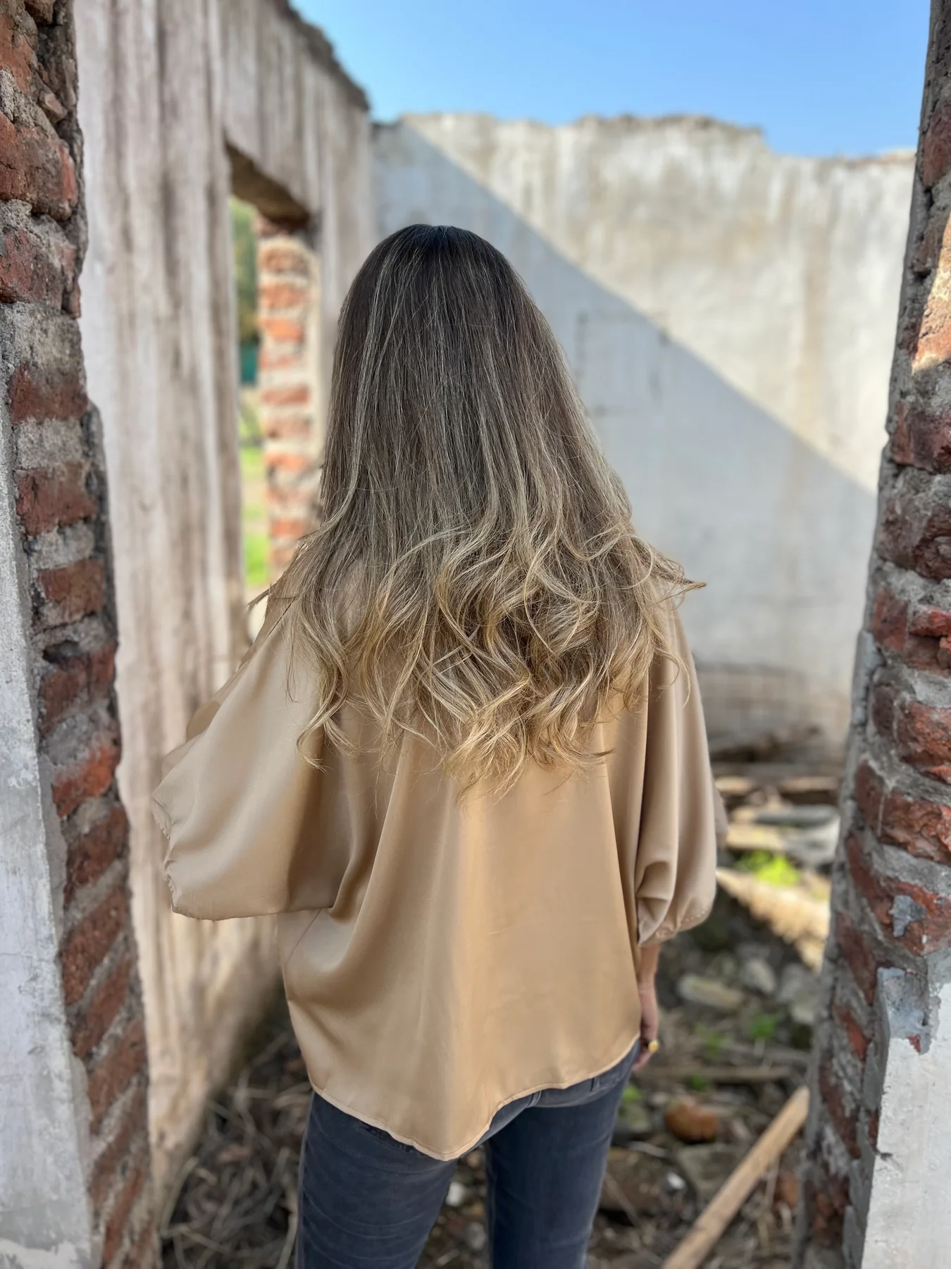 Silk 3/4 Half Lantern Sleeve Vest