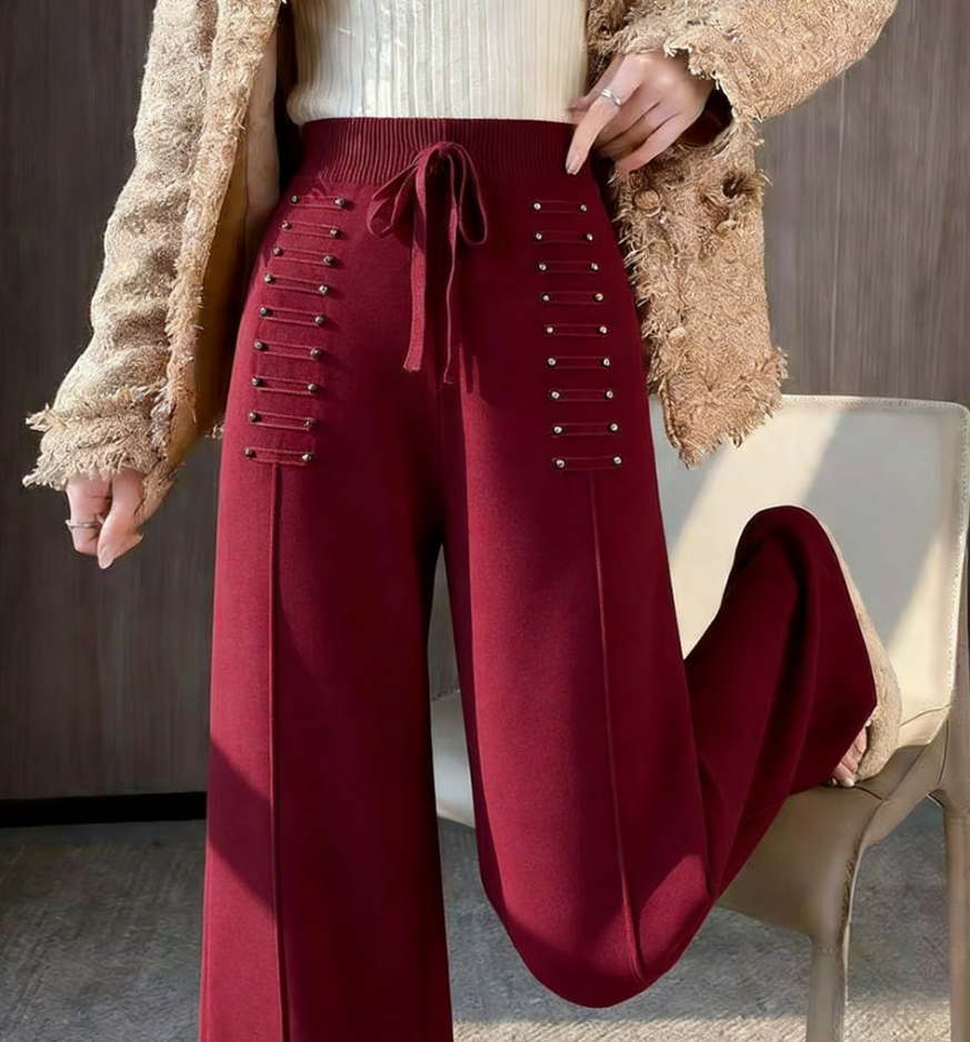 2025 New Rhinestone Hand-knitted Elegant Straight Leg Pants