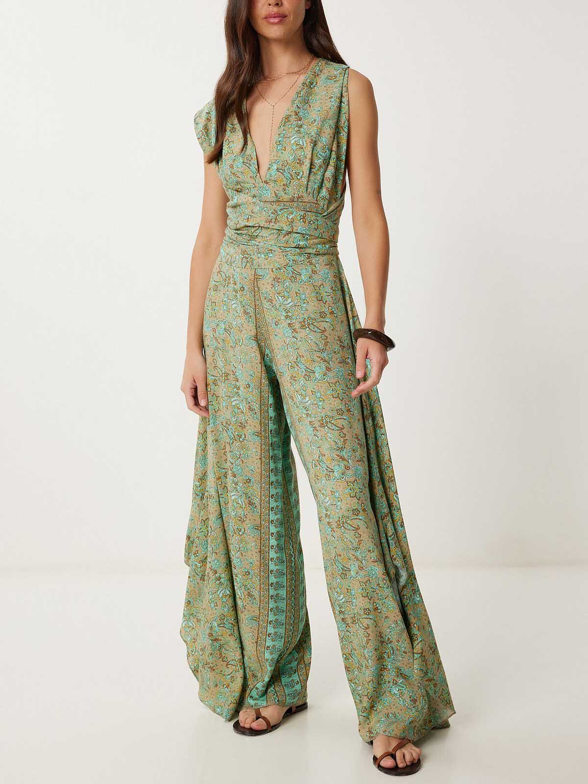 Retro Paisley Ethnic Print Jumpsuit