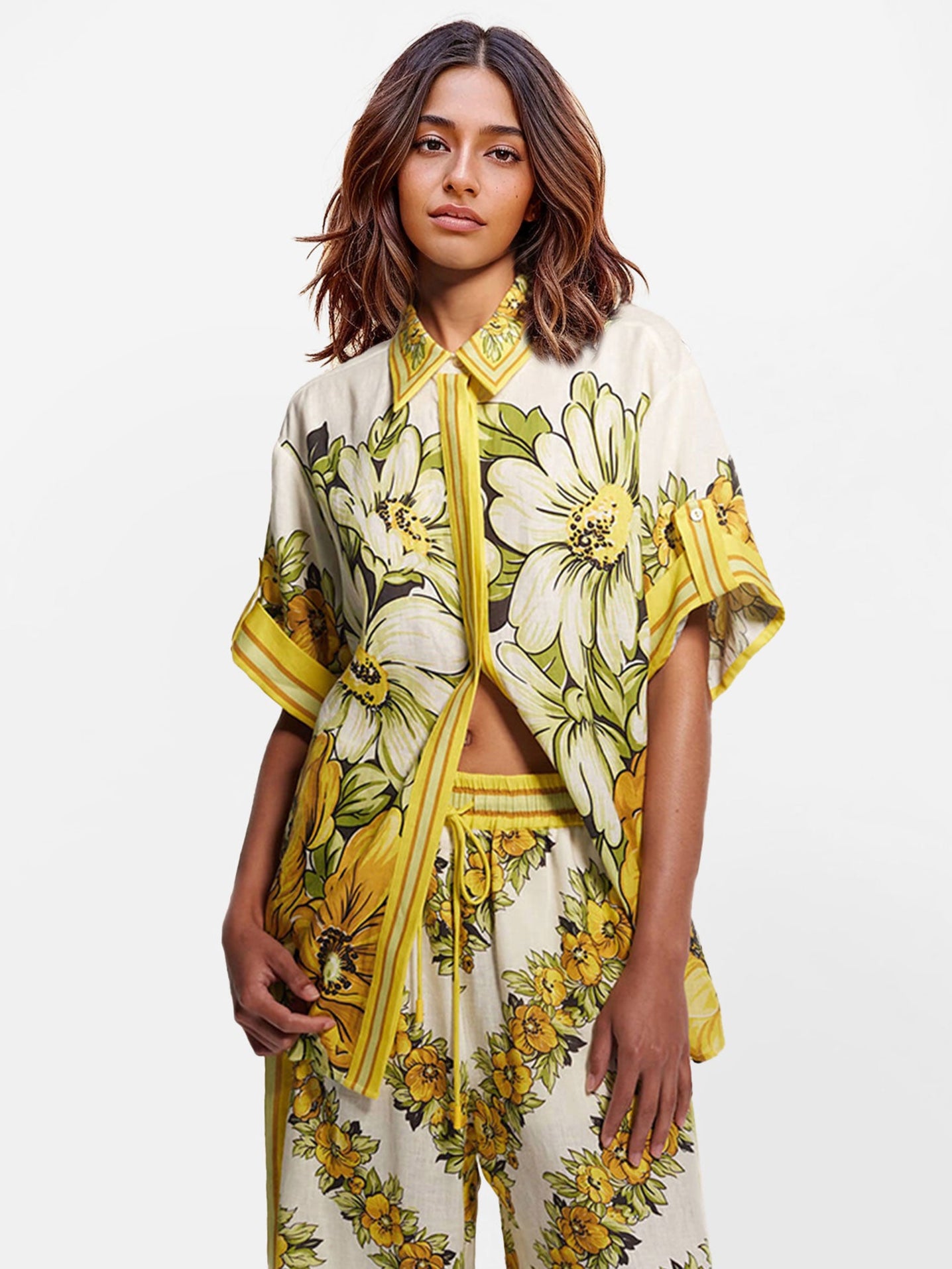 Tropical Print Button-Up Shirt