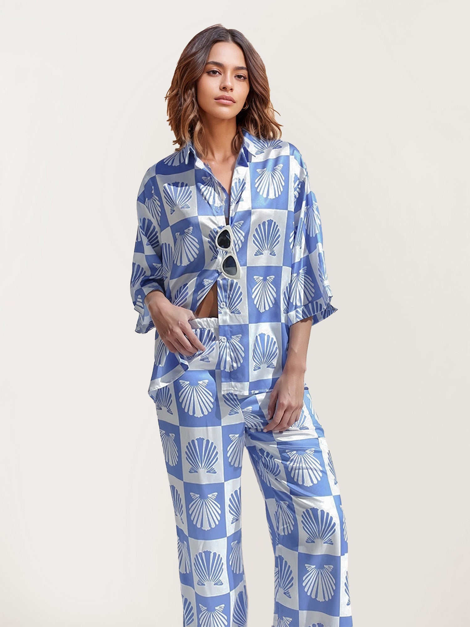 Seashell Dreams Oversized Button-Down Shirt