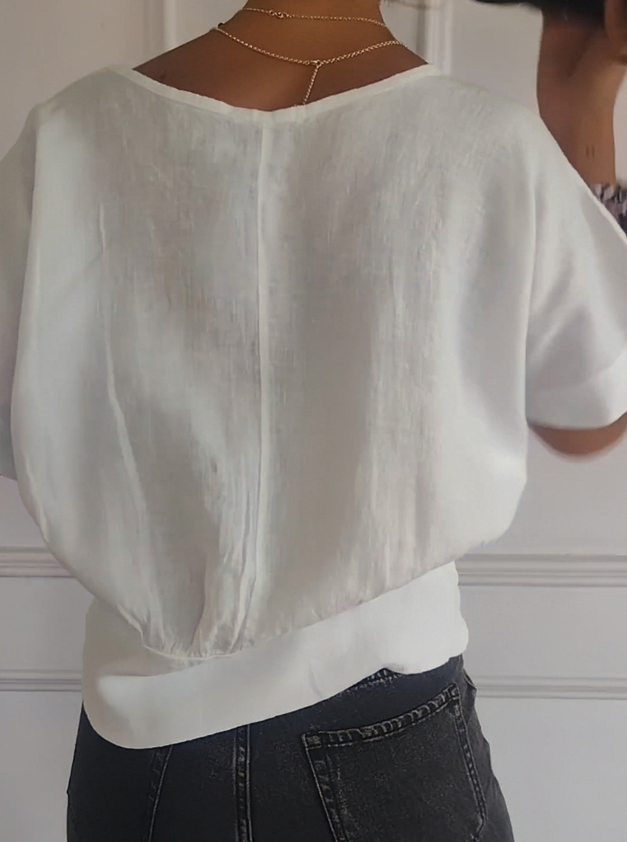 2024 Ladies V-neck Short Sleeve T-shirt