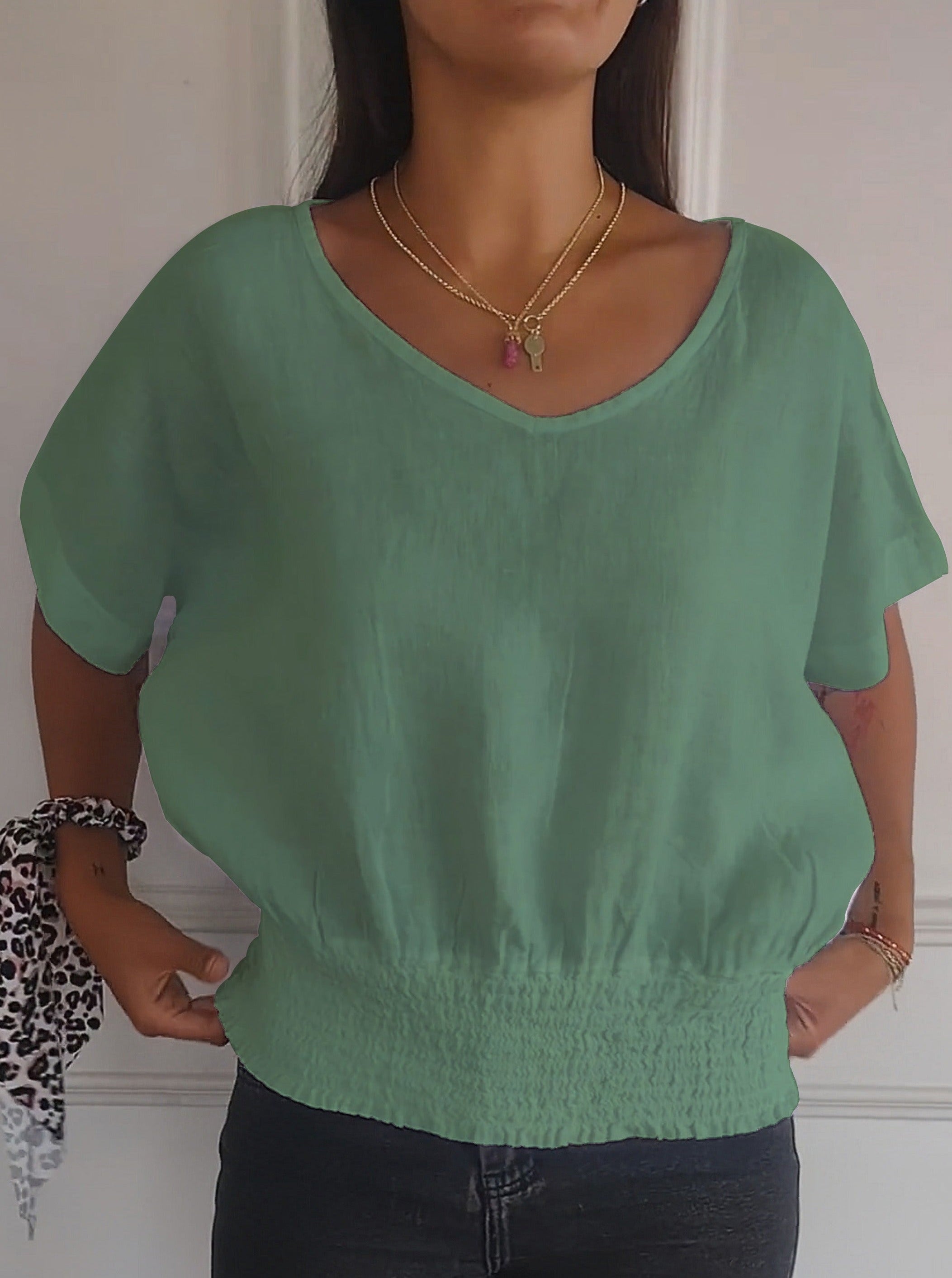 2024 Ladies V-neck Short Sleeve T-shirt