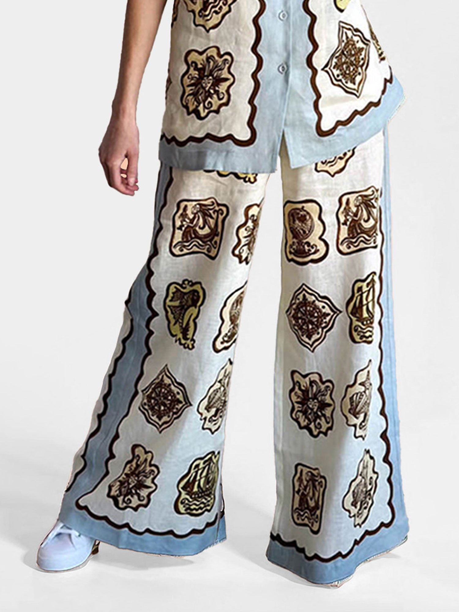 Abstract Print Wide-Leg Pants