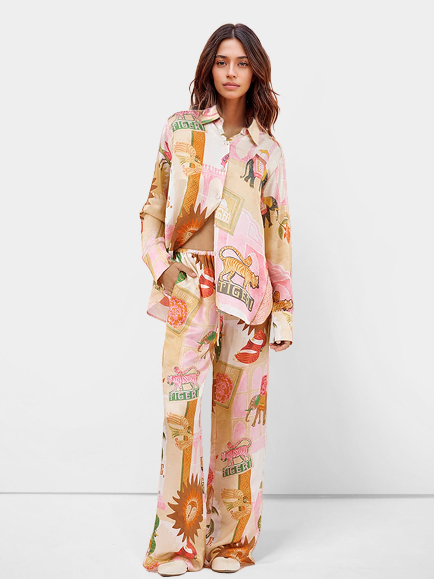 Tiger Print Oversized Shirt