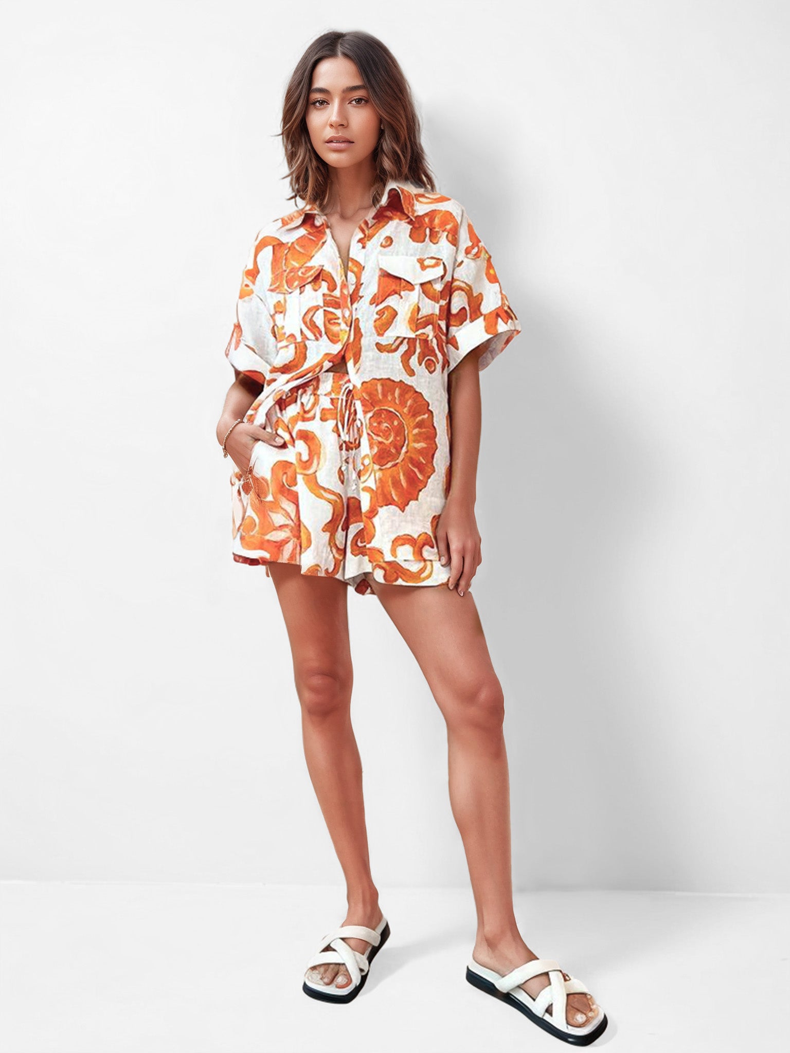 Sunset Swirl Print Two-Piece Set