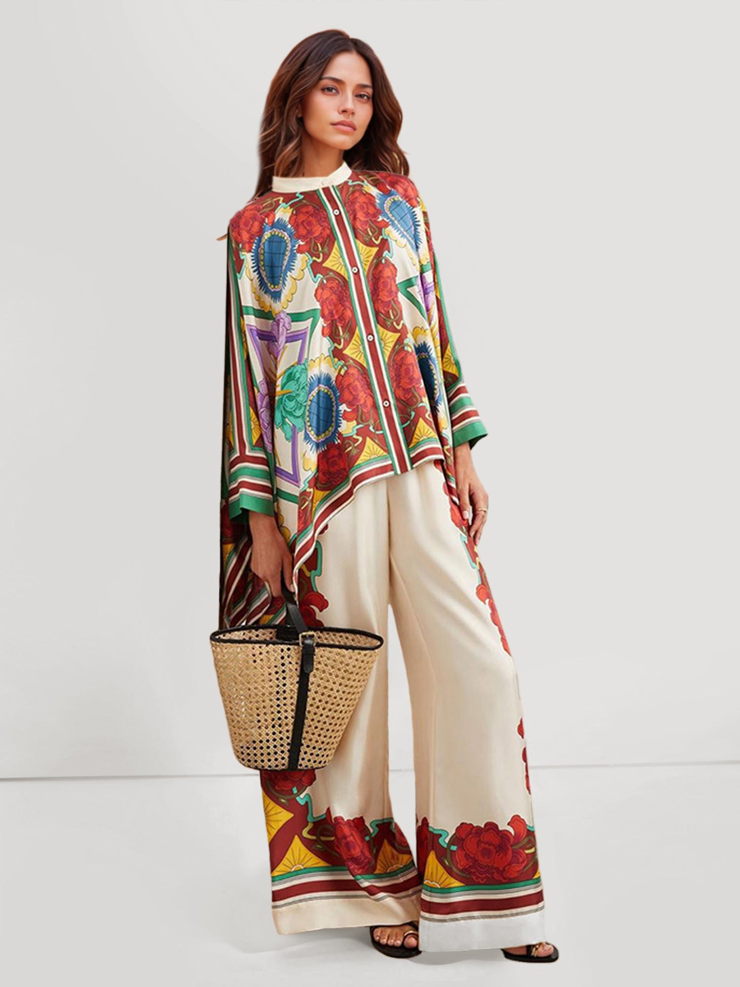 Tropical Floral Print Relaxed Shirt