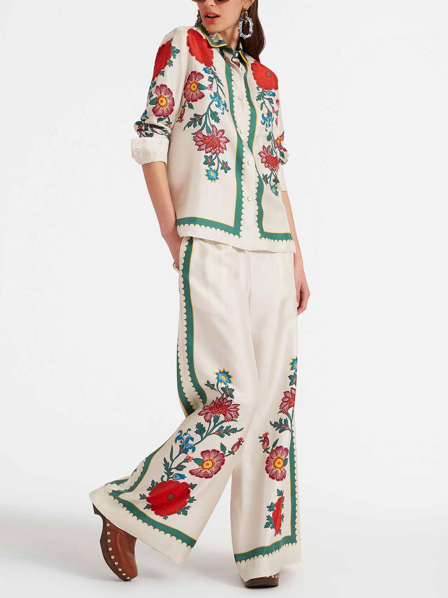 White Blossom Button-Down Shirt