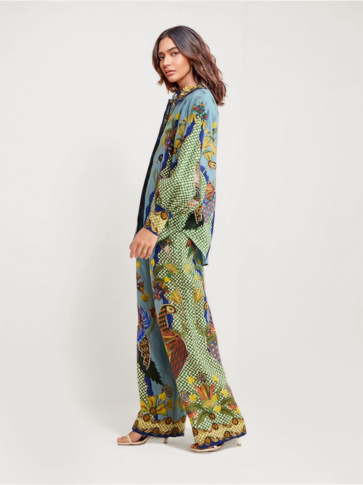 Bohemian Floral Print Wide-Leg Pants