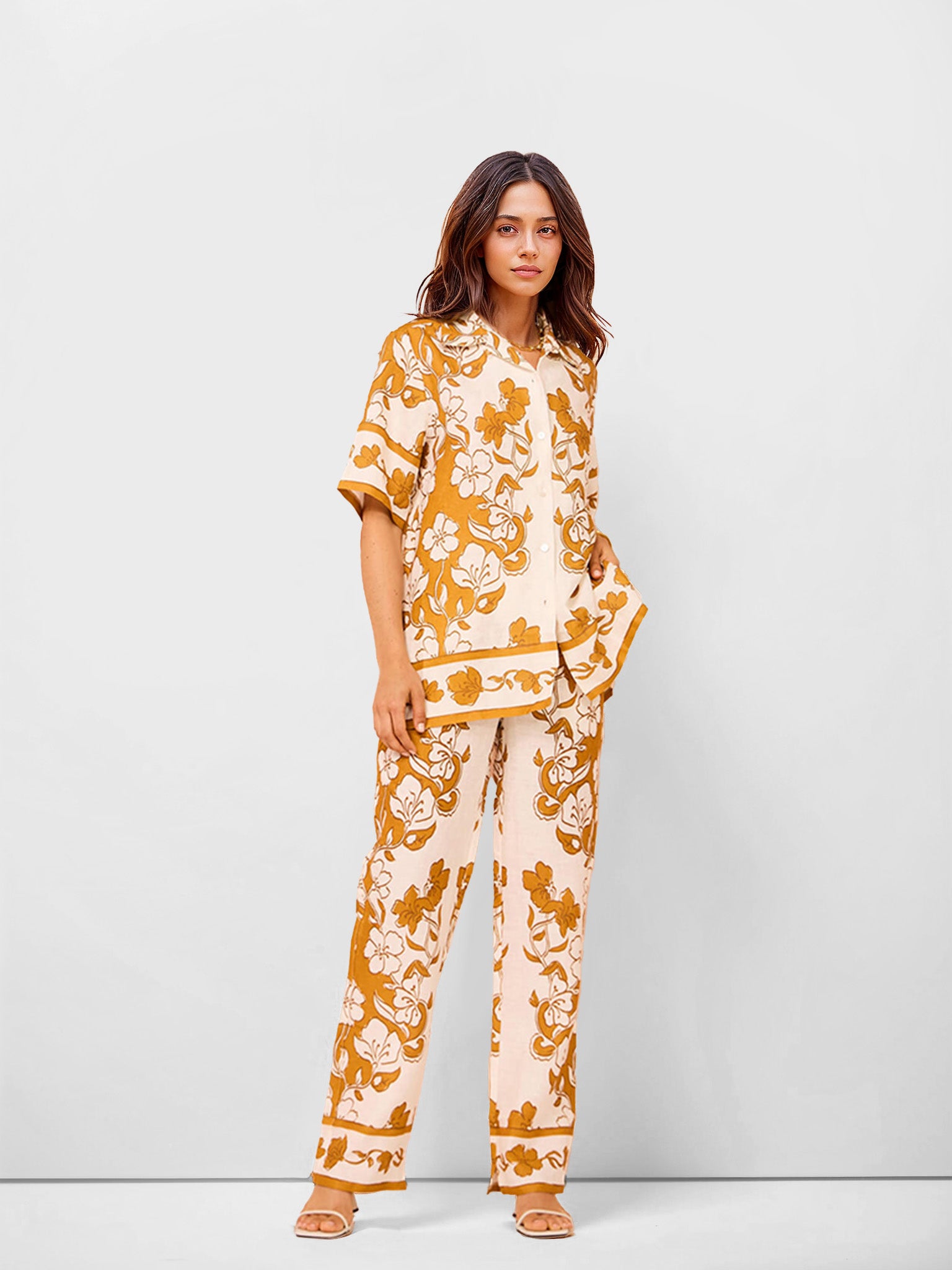 Vintage Tapestry Print Oversized Shirt