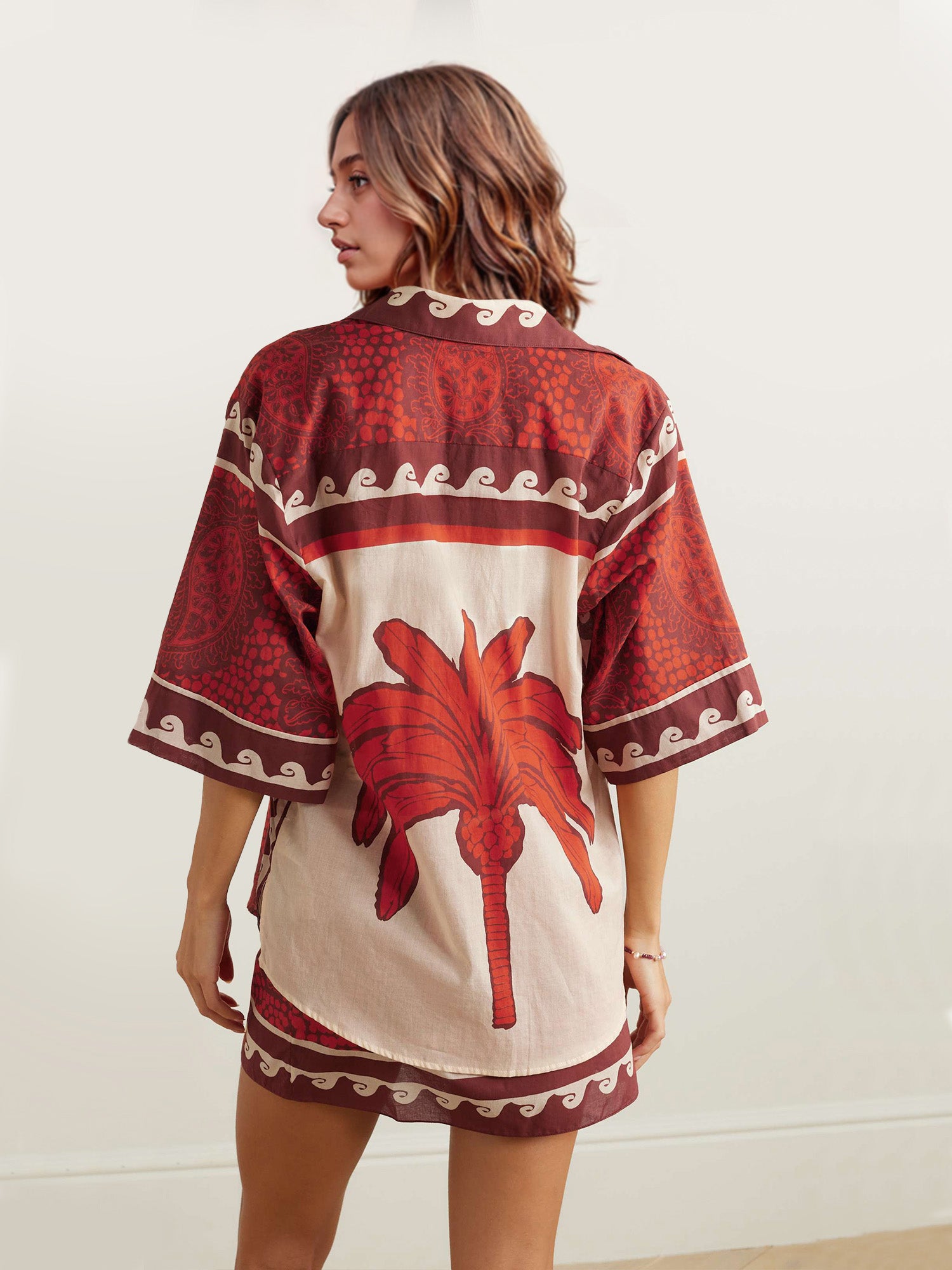 Red Tribal Print Two-Piece Set