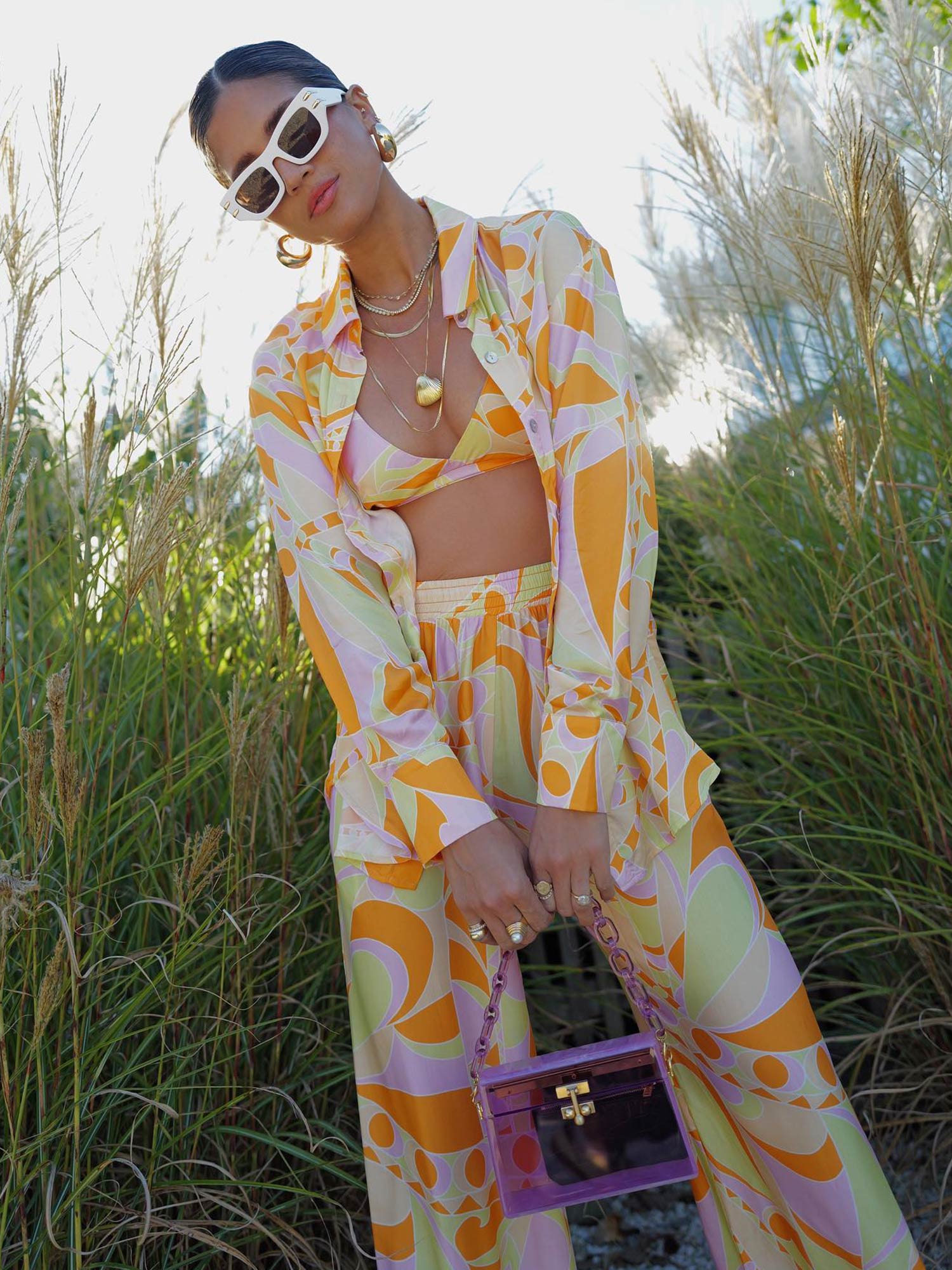 Tropical Beach Graphic Print Button-Up Shirt