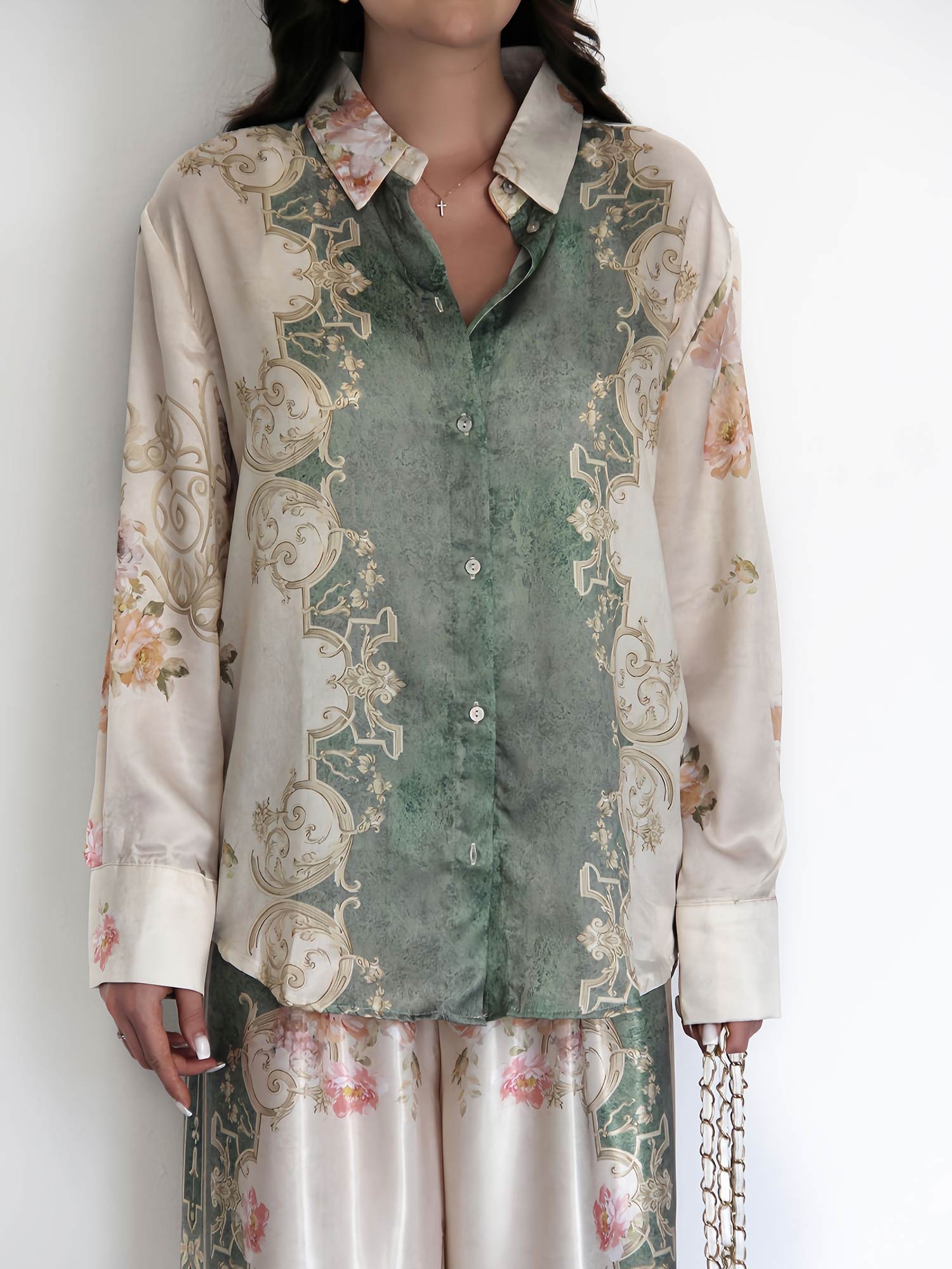 Baroque Floral Satin Shirt