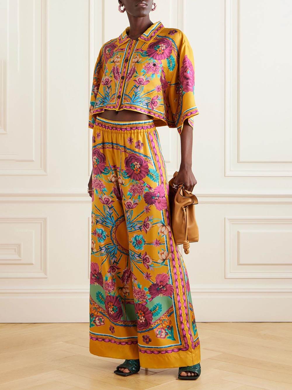 Floral Print Wide-Leg Pants with Elastic Waist