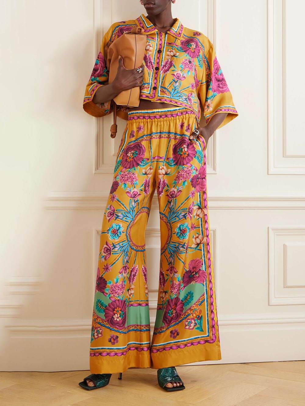 Floral Print Wide-Leg Pants with Elastic Waist