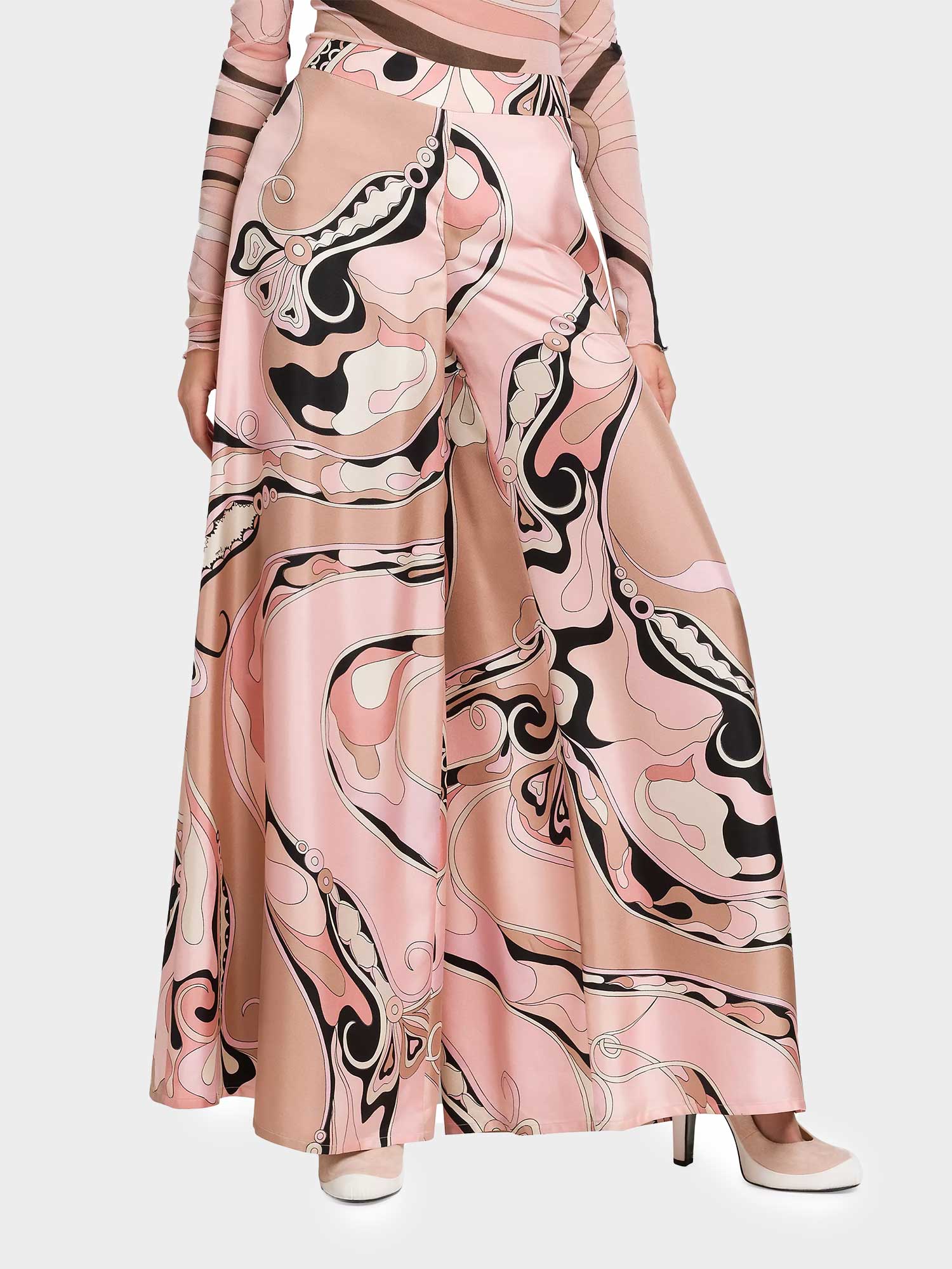 High Waist Wide Leg Abstract Print Pants