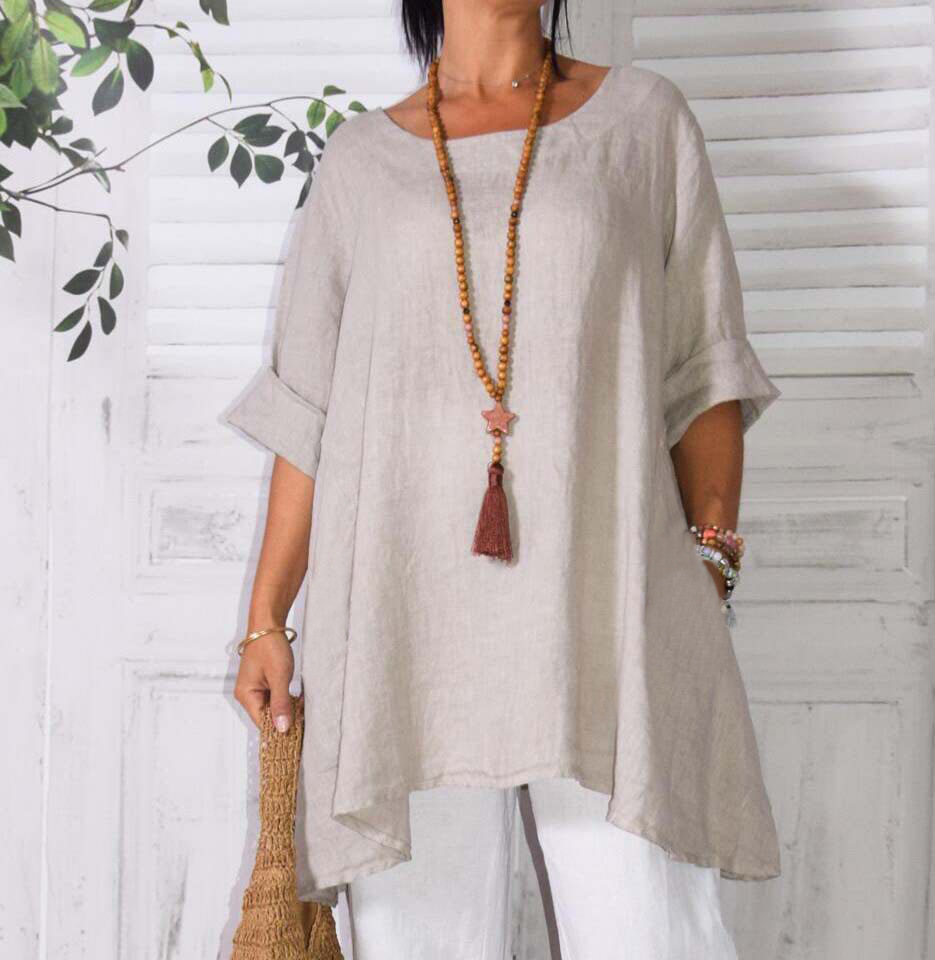 Cotton and linen long-sleeved women's wear