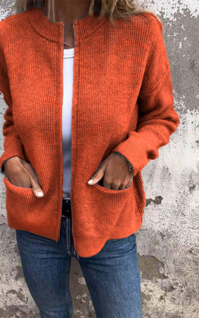New Products Hot Sale 🔥 Round Neck Zipper Knitted Jacket