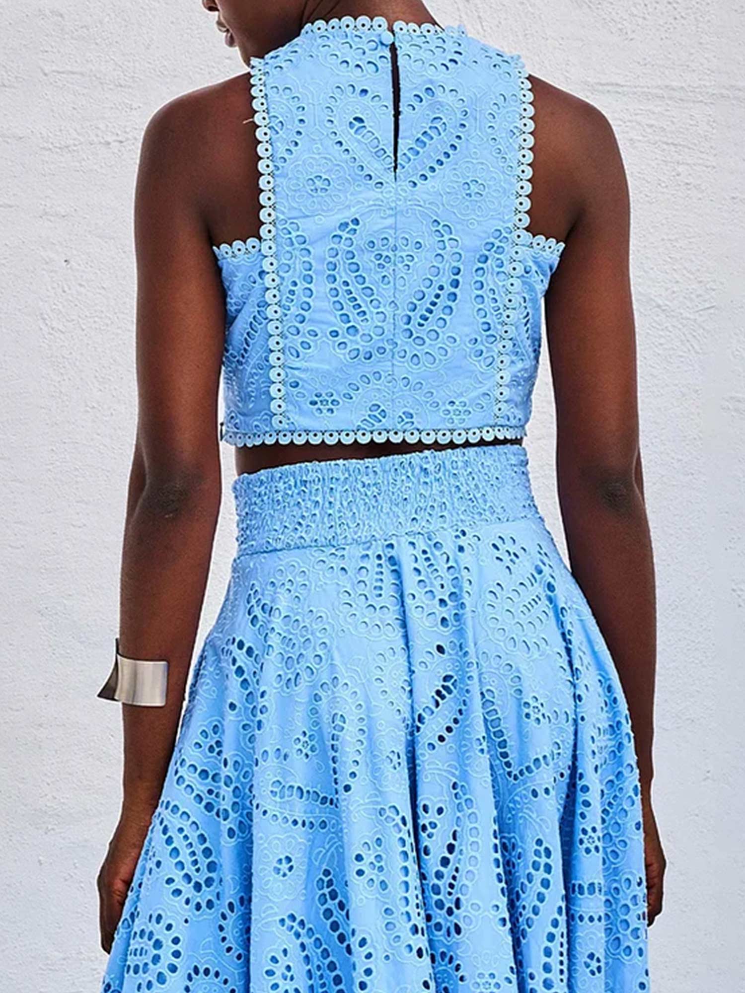 Embroidered Eyelet Crop Top