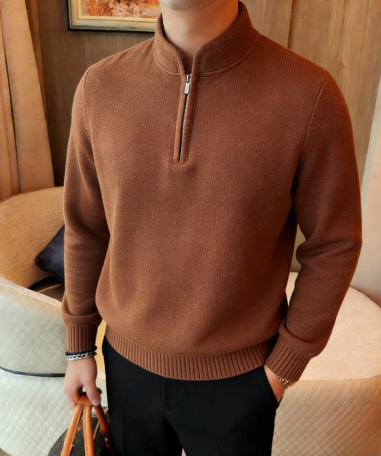 2026🔥Casual Business Solid Color Zipper Cashmere Sweater