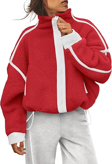 2025 Women's fleece zip-up lamb fleece coat