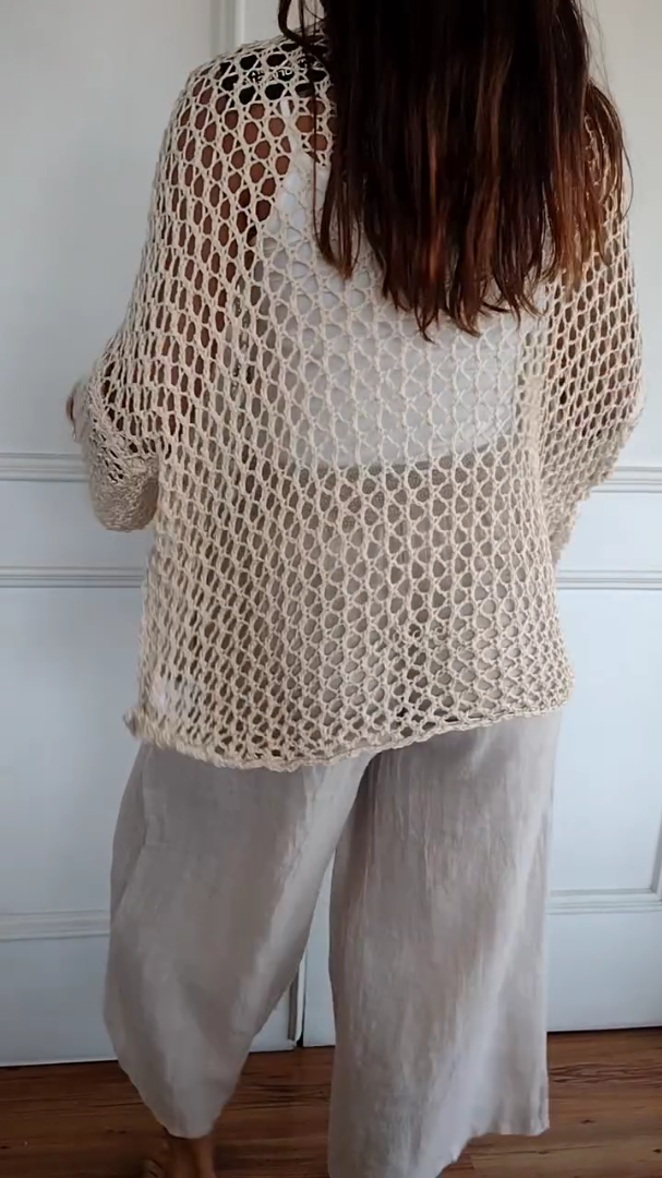 Star Knitted Cutout V-neck Shirt