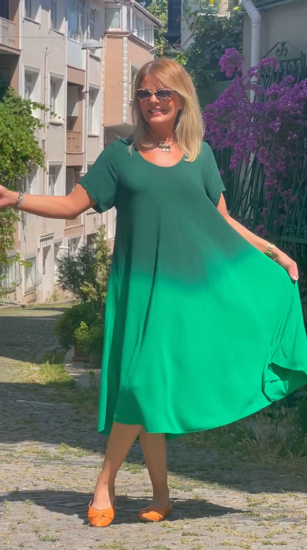 Woman's cotton casual gradient dress