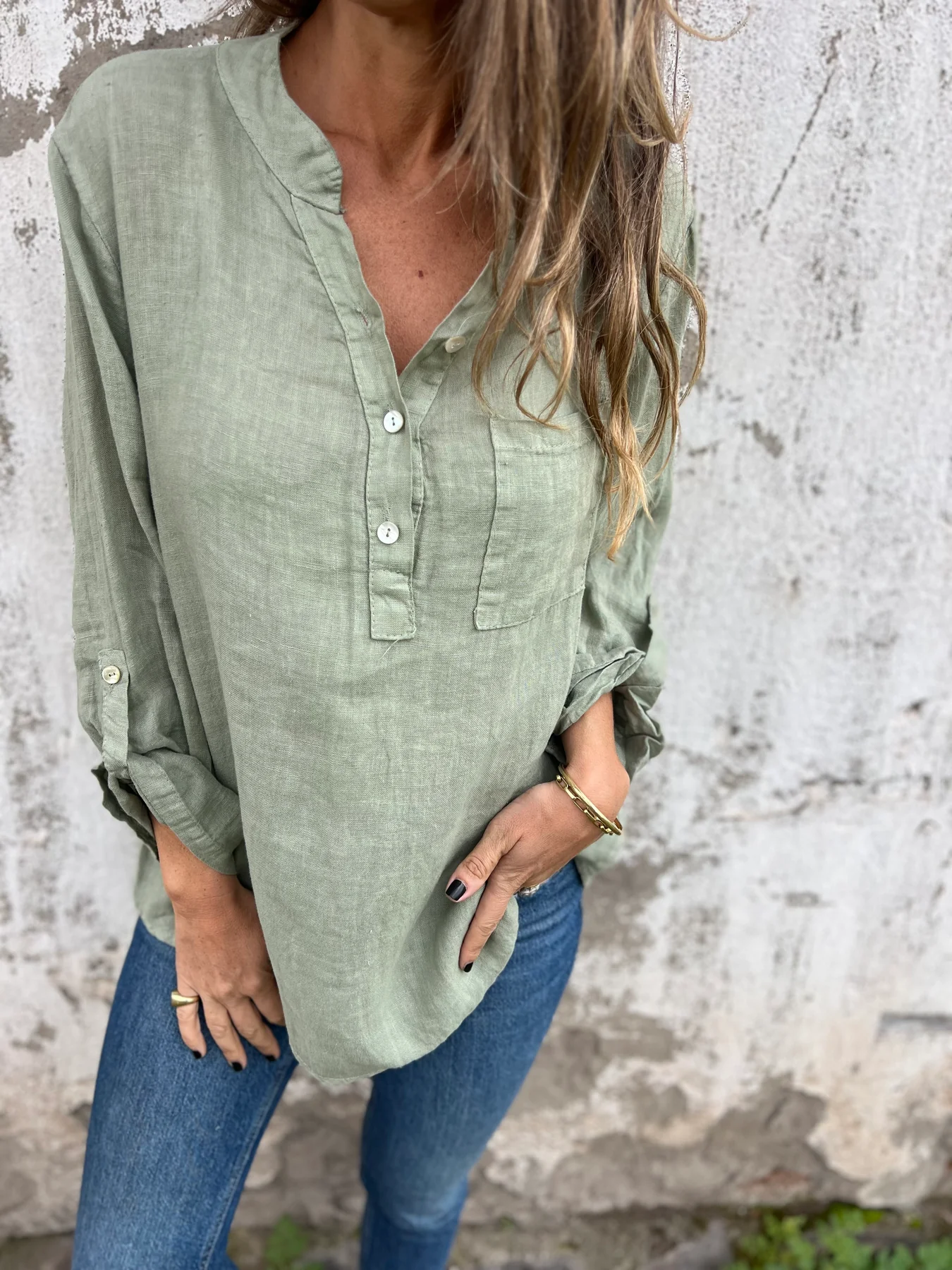 Women's Casual Linen Blouse Top