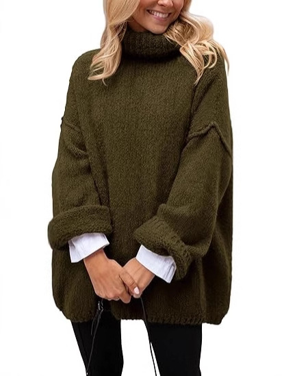 Women's Winter Solid Color High-Neck Padded Top