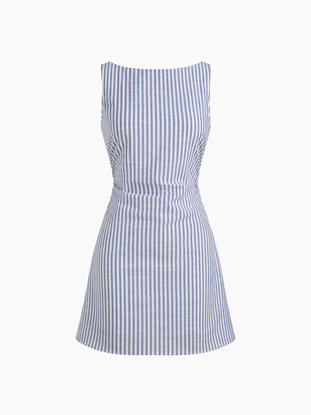 Cotton-blend Boat Neck Stripe Bowknot Backless Mini Dress