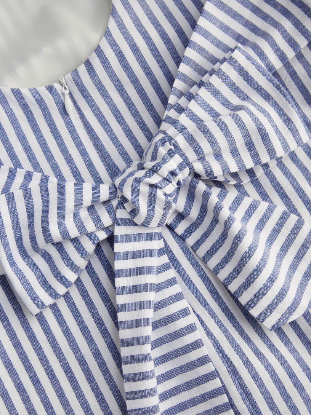 Cotton-blend Boat Neck Stripe Bowknot Backless Mini Dress