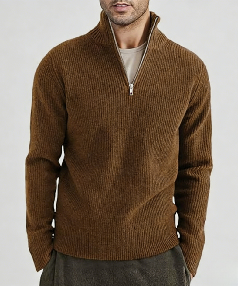 2025 Casual Thickened Half-High Zipper Neck Knit Sweater