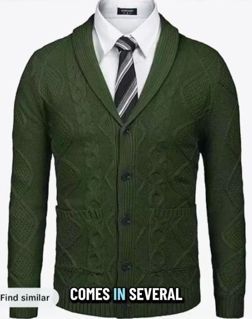 2025 Men's Shawl Collar Button Cable Knit Sweater