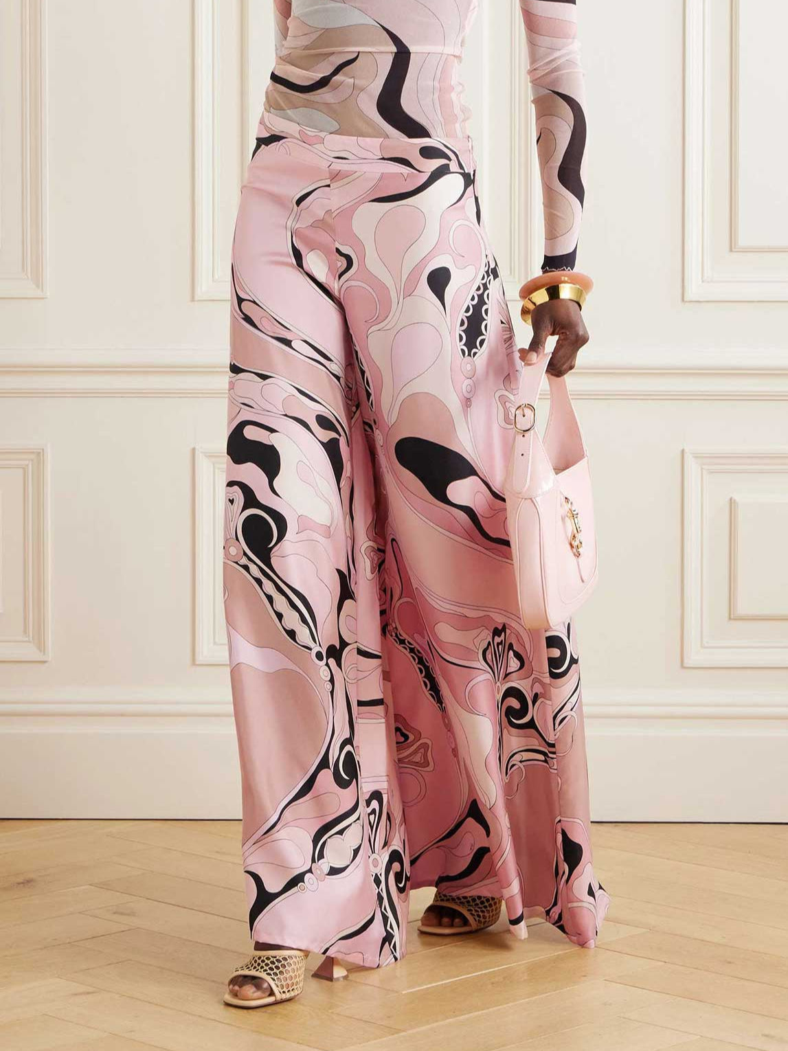 High Waist Wide Leg Abstract Print Pants