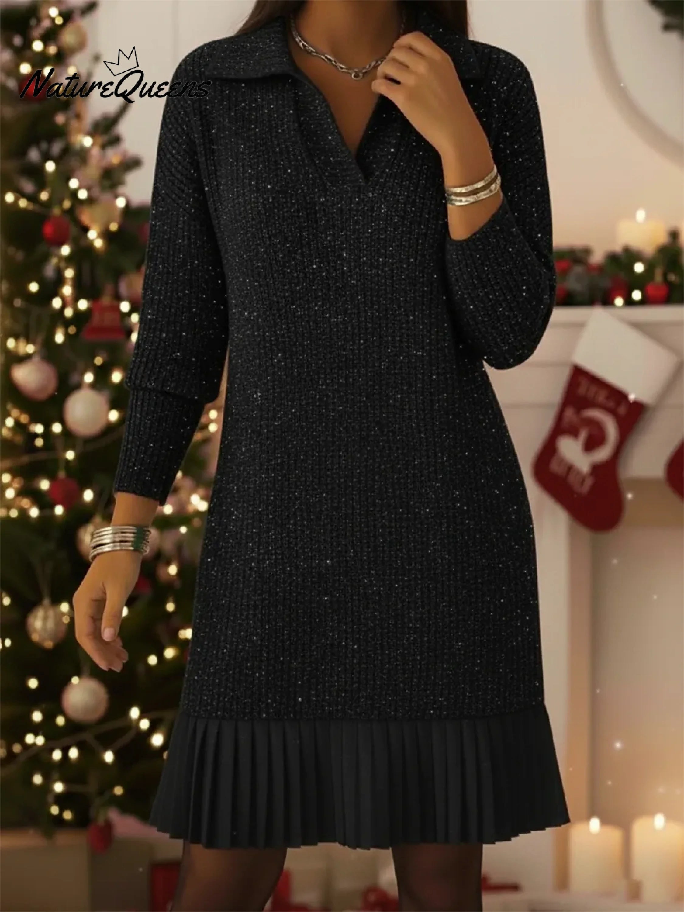 🎄Christmas Sale🔥Elegant and sparkly knitted dress