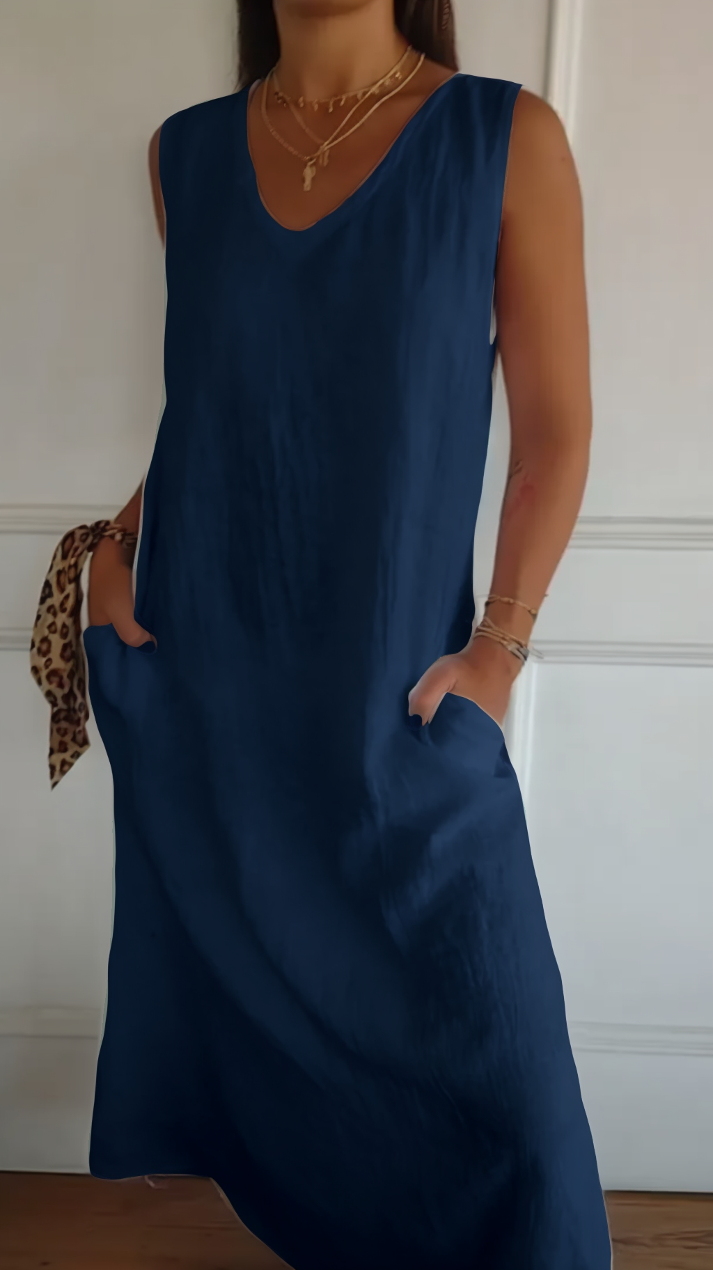 Women's Cotton linen casual sleeveless dress