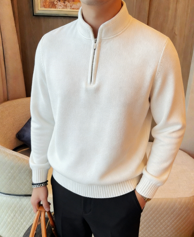 2026🔥Casual Business Solid Color Zipper Cashmere Sweater