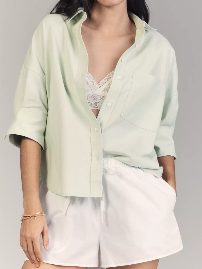 2026 Ice Cream Colored French Style Striped Patchwork Shirt With Pockets