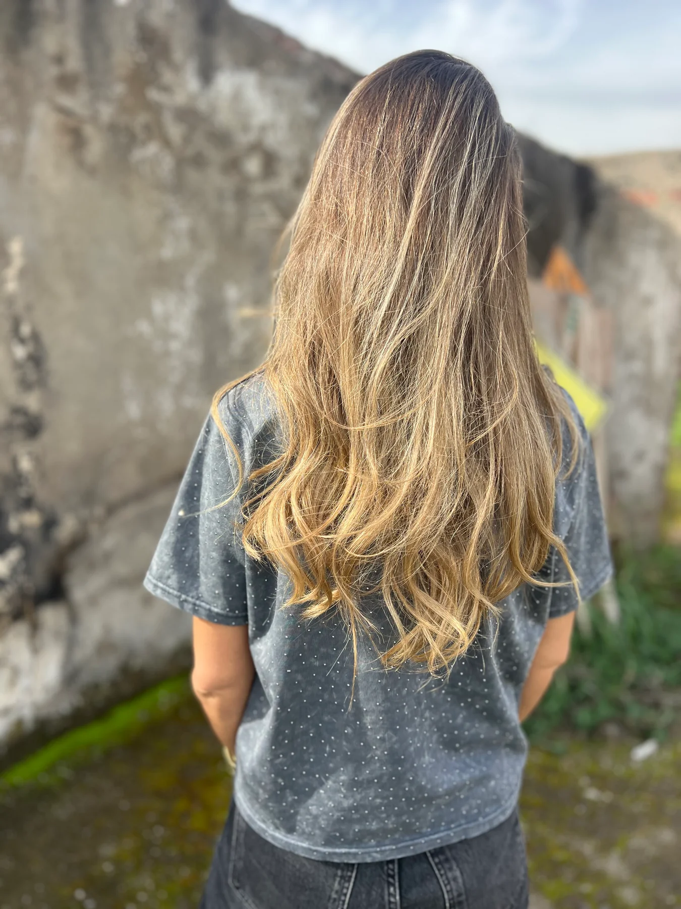 Casual faded rivet T-shirt