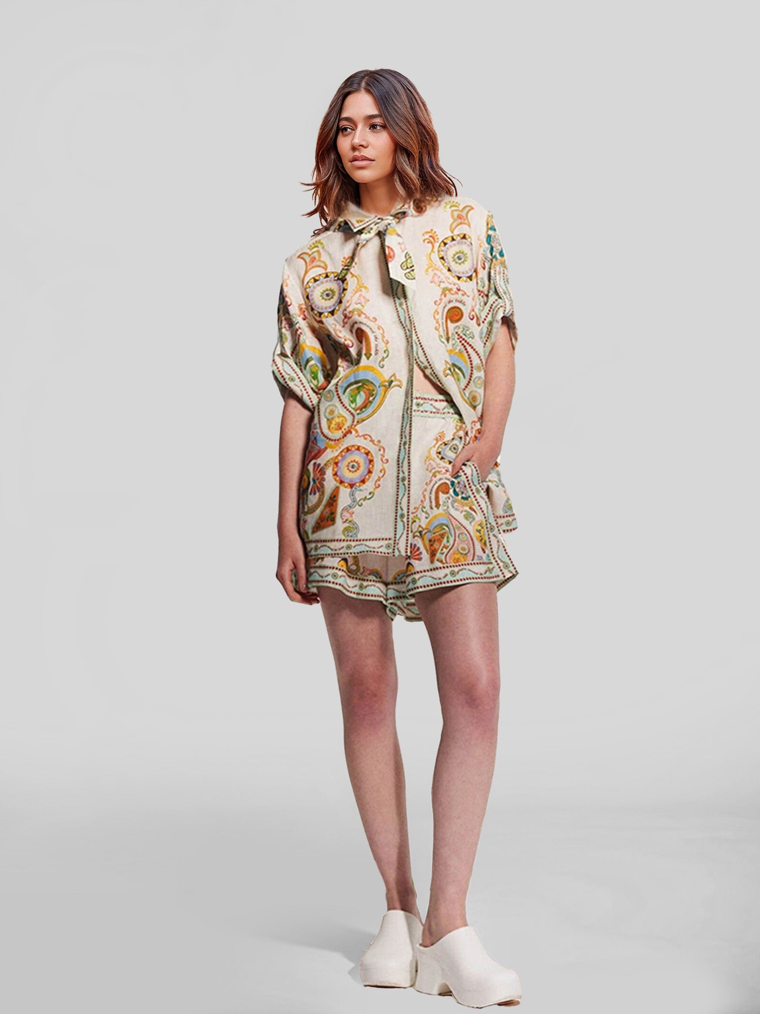 Abstract Floral Print Two-Piece Set