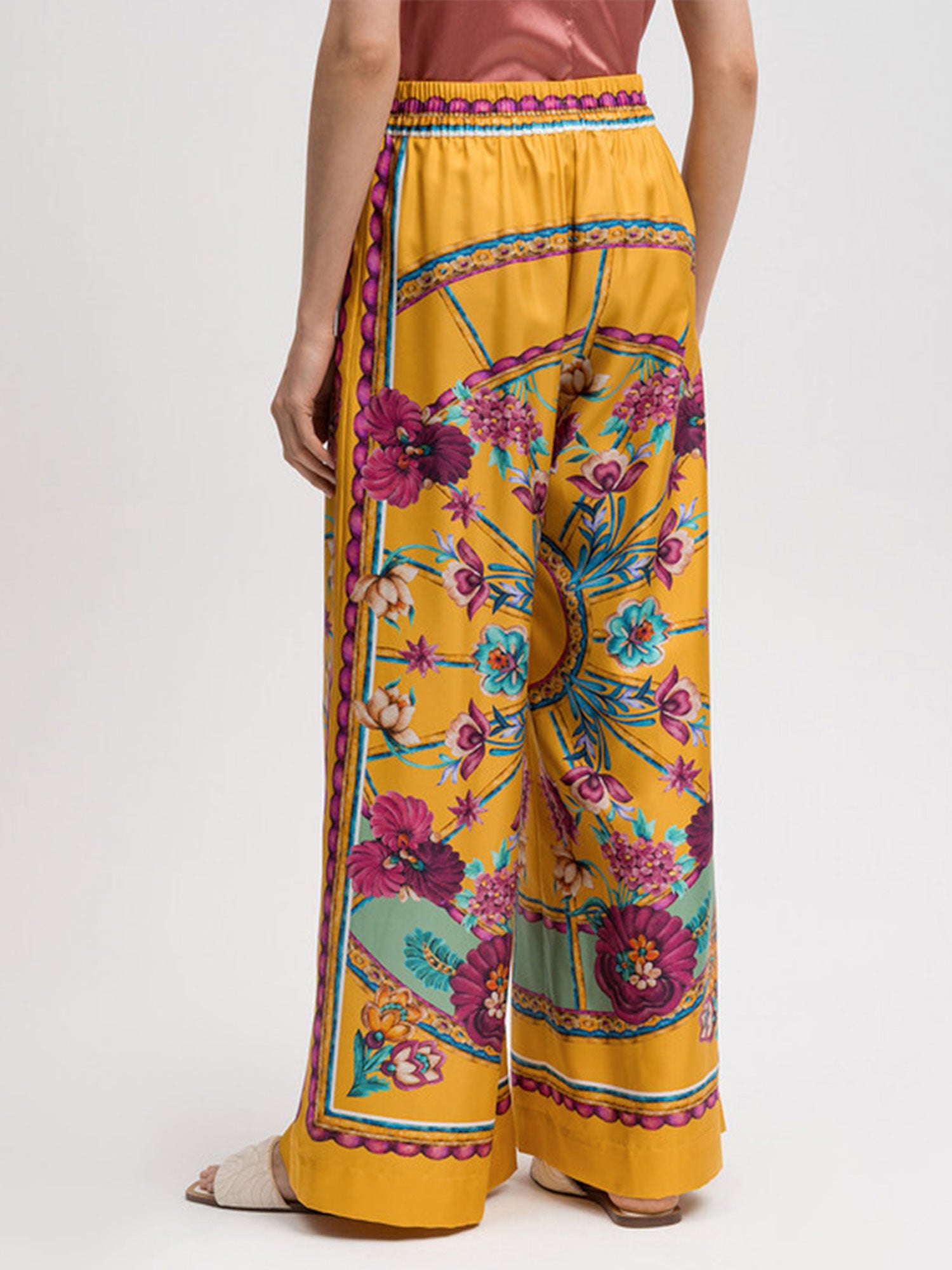 Floral Print Wide-Leg Pants with Elastic Waist