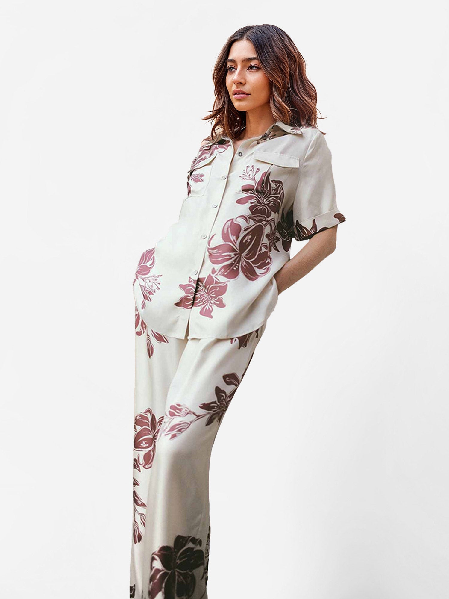 Floral Elegance Wide-Leg Pants