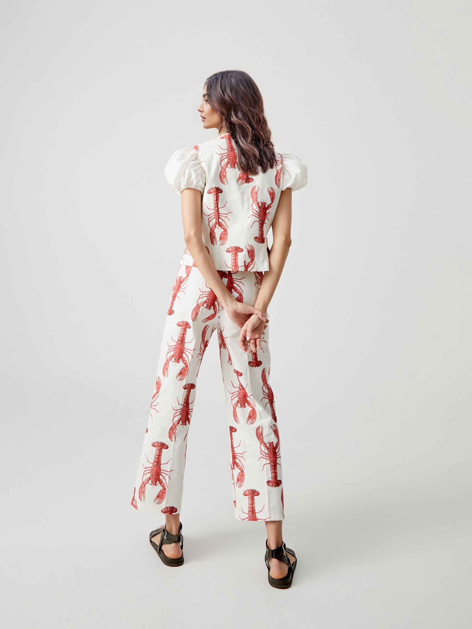 Lobster Print Cropped Pants